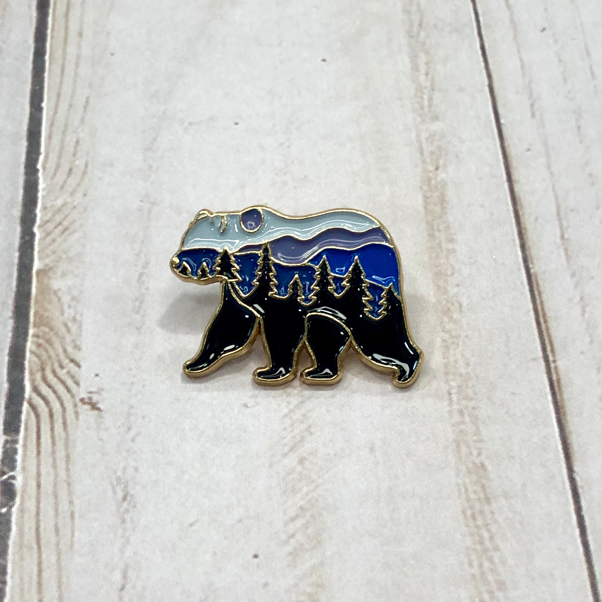 Mountain Grizzly Enamel Pin for knitting, crochet or crafting bags