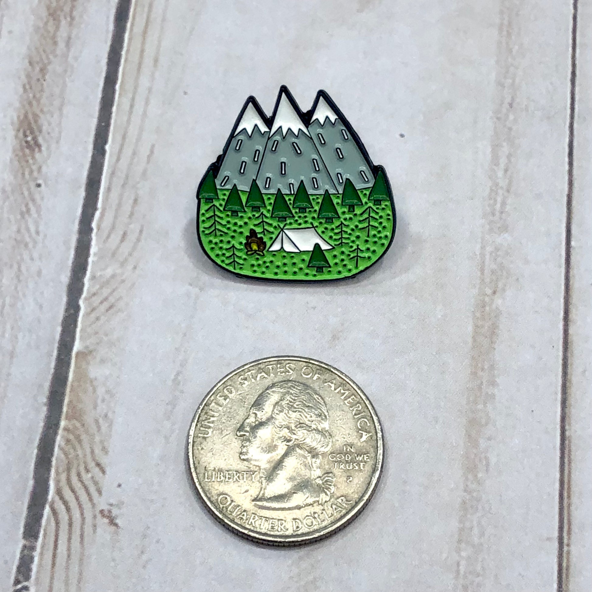 The Mountains Are Calling Enamel Pin for Knitting, crochet or crafting project bags