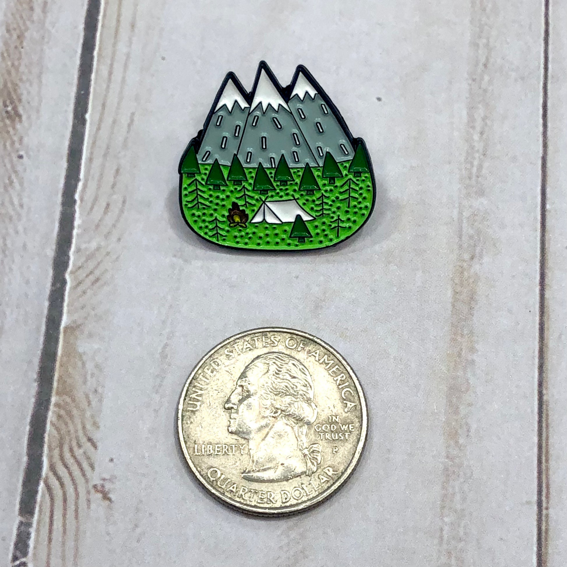 The Mountains Are Calling Enamel Pin for Knitting, crochet or crafting project bags