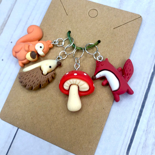 Forest Animals 4 pcs Stitch Markers set for Knitting