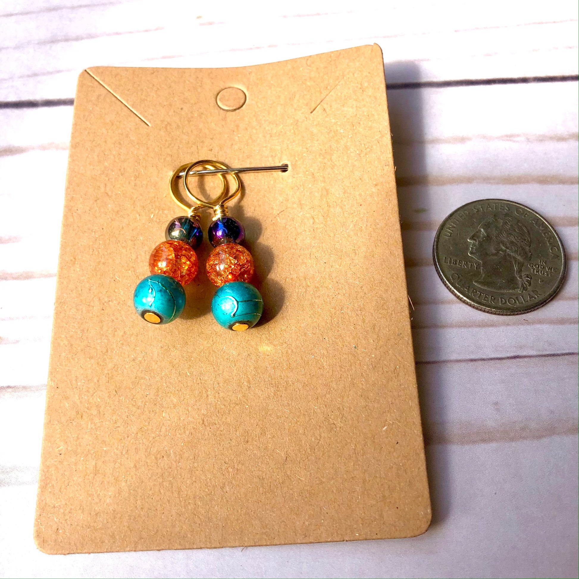 Oil Slick handmade stitch markers for knitting