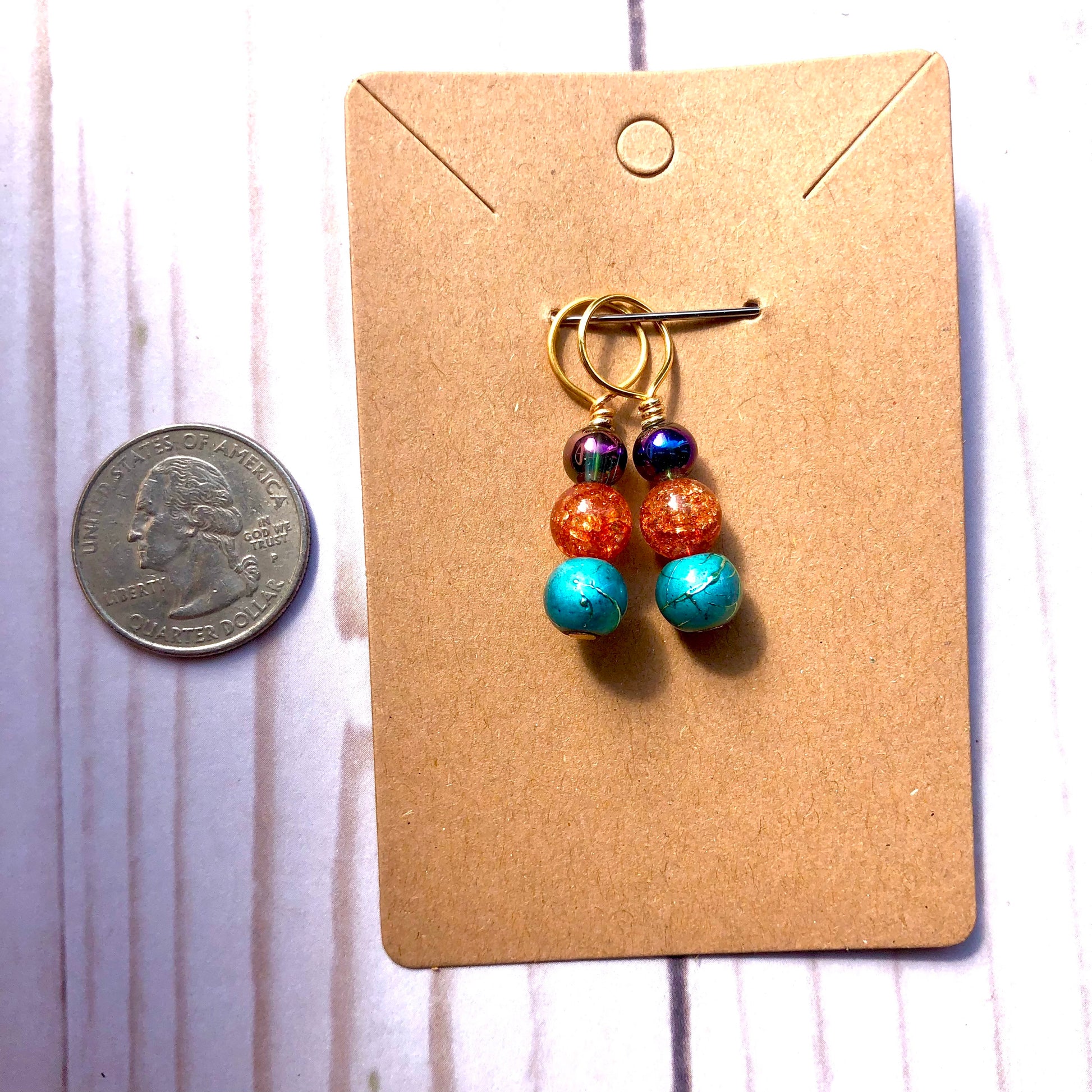 Oil Slick handmade stitch markers for knitting