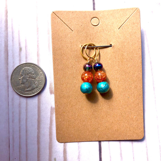 Oil Slick handmade stitch markers for knitting